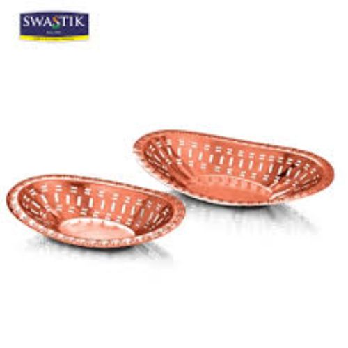 BREAD BASKET OVAL PERFORATED- La Coppera Oval Perforated Copper Bread Basket