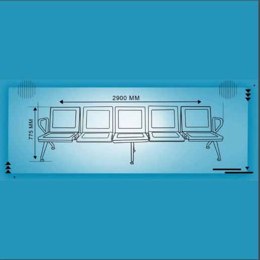 5 Seater Waiting Bench without Cushion