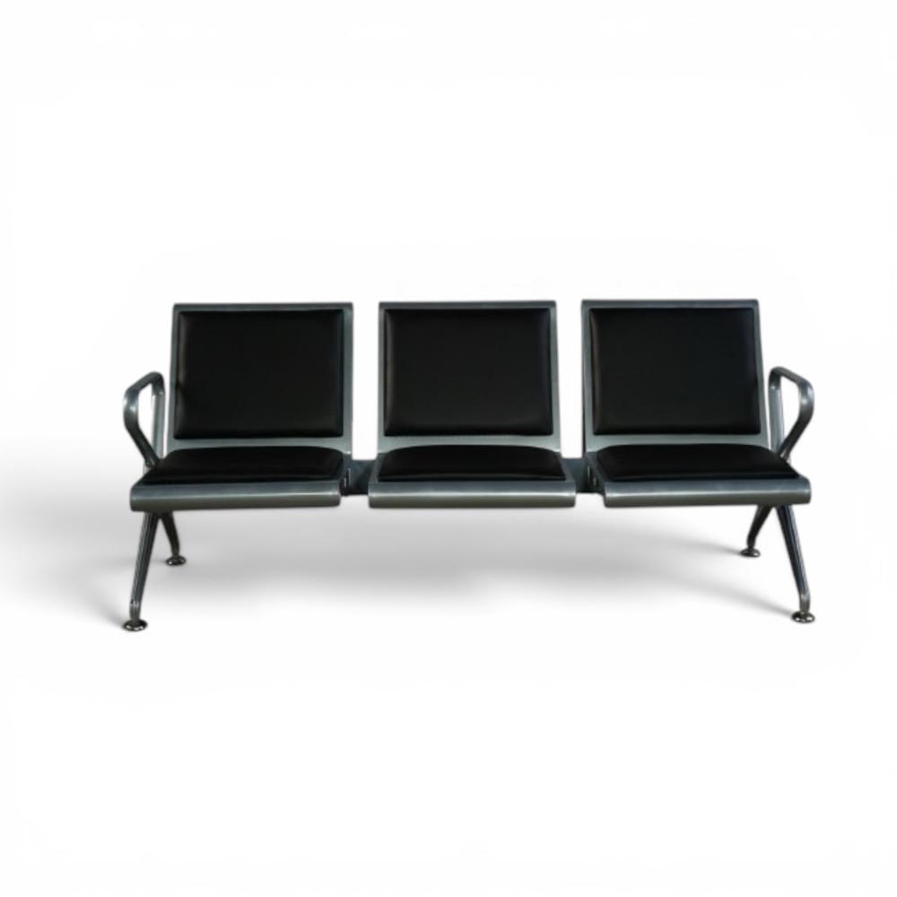 3 Seater Waiting Bench With Cushion - Color: Silver/Grey