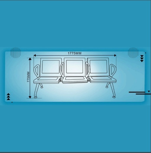 3 Seater Waiting Bench with Cushion
