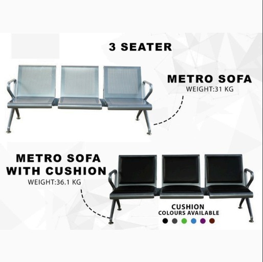 3 Seater Waiting Bench with Cushion