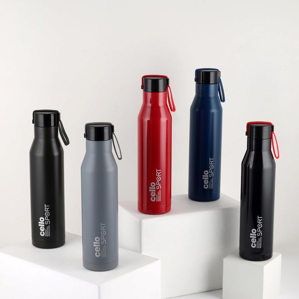 Cello Maestro Thermosteel Flask, 550ml, Black | 24 Hours Hot & Cold Stainless Steel Bottle | Leak Proof & Screw Top Lid | Ideal for Office, Gym, Home, Kitchen, Hiking, Trekking, Travel Bottle