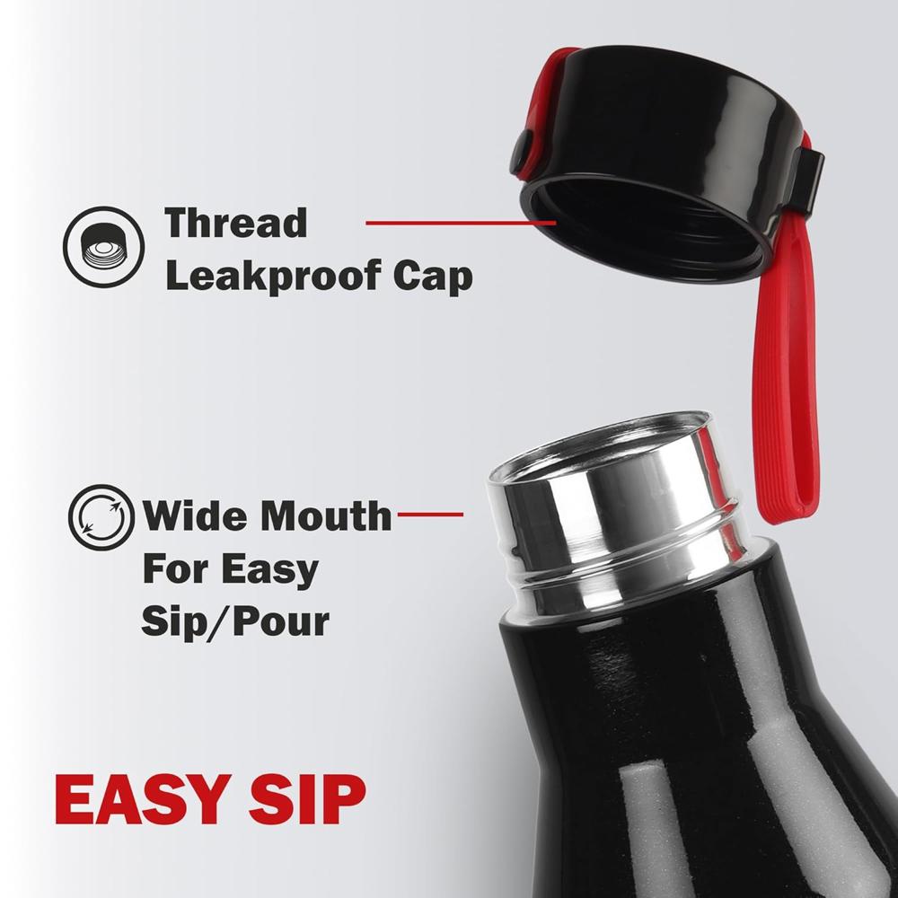 Cello Maestro Thermosteel Flask, 550ml, Black | 24 Hours Hot & Cold Stainless Steel Bottle | Leak Proof & Screw Top Lid | Ideal for Office, Gym, Home, Kitchen, Hiking, Trekking, Travel Bottle