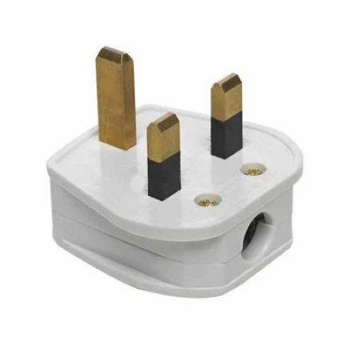 White 3 Pin Uk Type Plugs
