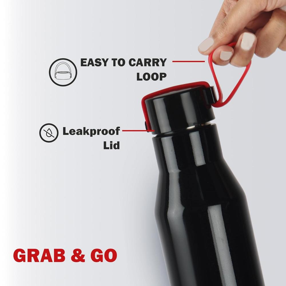 Cello Maestro Thermosteel Flask, 750ml, Black | 24 Hours Hot & Cold Stainless Steel Bottle | Leak Proof & Screw Top Lid | Ideal for Office, Gym, Home, Kitchen, Hiking, Trekking, Travel Bottle