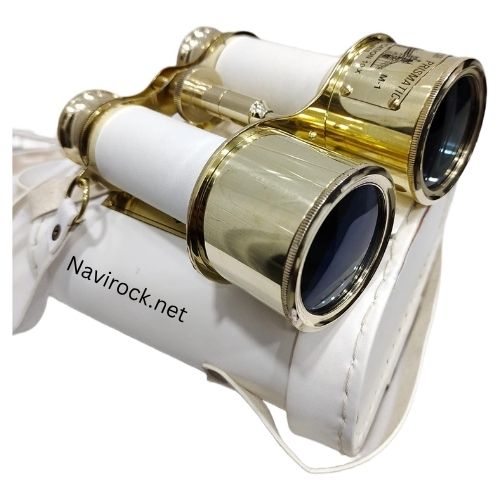 Vintage Brass Opera Binoculars  White Leather Wrapped Theatre Glasses with Carry Case, Elegant Collectible Gift