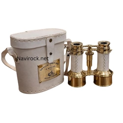 Vintage Brass Opera Binoculars  White Leather Wrapped Theatre Glasses with Carry Case, Elegant Collectible Gift