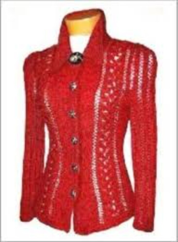 Ladies Red Woolen Cardigan