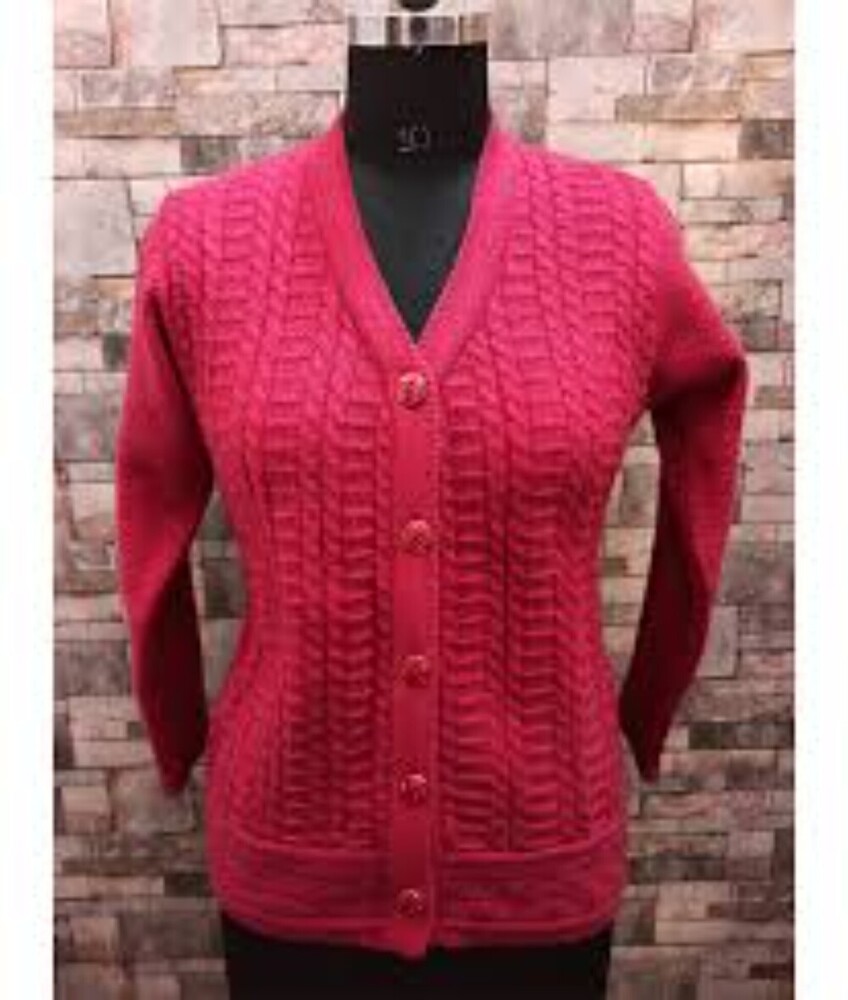 Ladies Red Woolen Cardigan