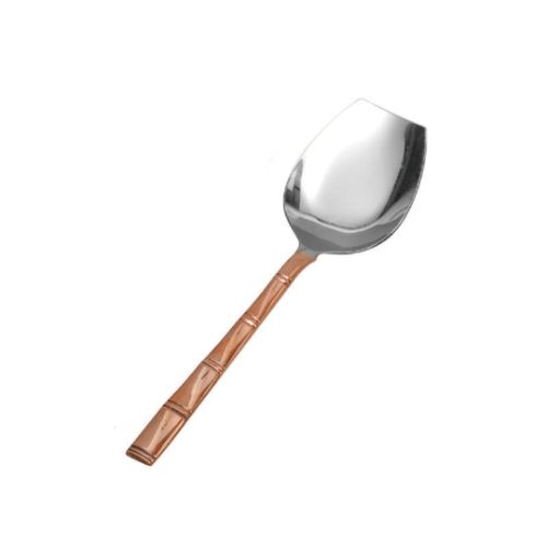 Spade Spoon-La Coppera Bamboo Pure Copper Handle Rice / Ice Cream Serving Spoon - Color: Coper And Silver