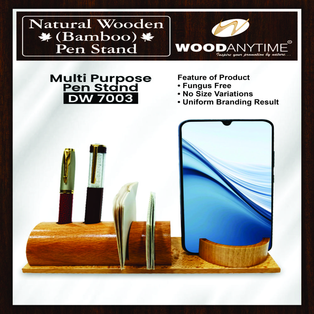 WOODEN BAMBOO PEN STAND