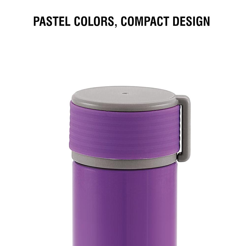 Cello iGo Stainless Steel Double Walled Insulated Flask | Leak Proof Flask for Beverages | Thermo Seal Technology | Ideal for Home, Travel, Office | 280ml, Purple