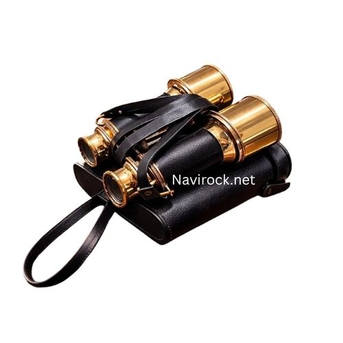 Vintage Marine Brass Binoculars  Handcrafted Black Leather Wrapped, Premium Nautical Optics Carry Case, Collectible Gift for Adventure