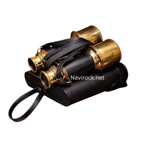 Vintage Marine Brass Binoculars  Handcrafted Black Leather Wrapped, Premium Nautical Optics Carry Case, Collectible Gift for Adventure