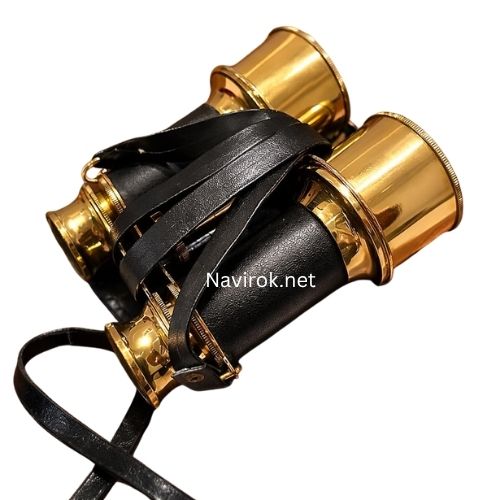 Vintage Marine Brass Binoculars  Handcrafted Black Leather Wrapped, Premium Nautical Optics Carry Case, Collectible Gift for Adventure