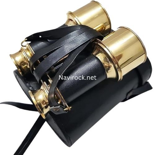 Vintage Marine Brass Binoculars  Handcrafted Black Leather Wrapped, Premium Nautical Optics Carry Case, Collectible Gift for Adventure