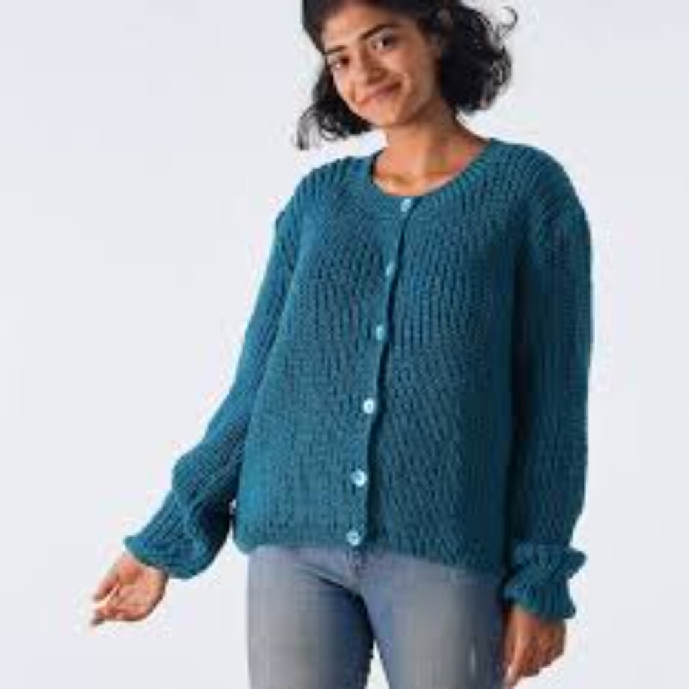 Ladies Blue Woolen Cardigan