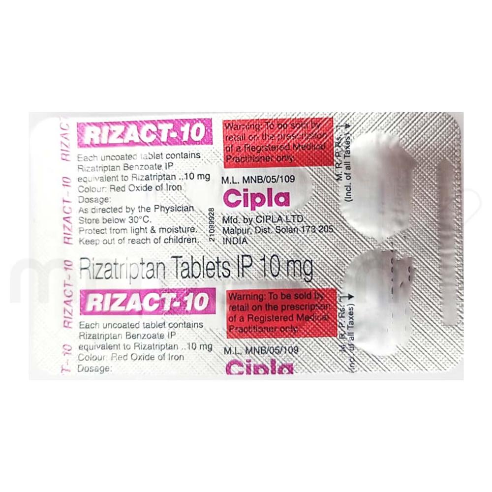Rizatriptan 10 Mg - Brand Name: As Per Requirement