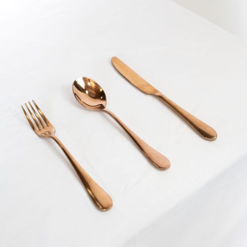 CUTLERY 8 SETS- La Coppera Pure Copper Plain Finished Cutlery Set