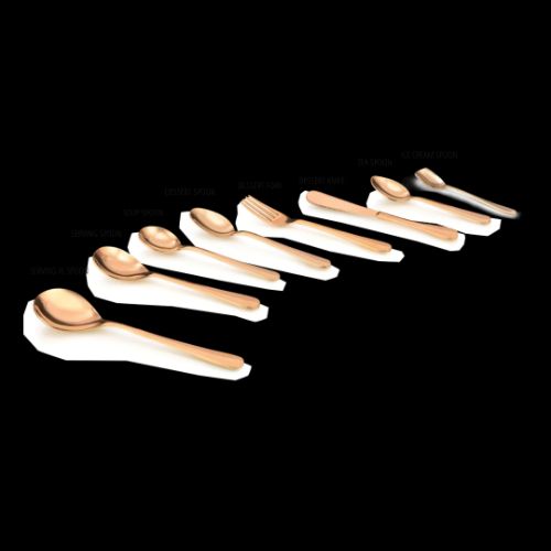 CUTLERY 8 SETS- La Coppera Pure Copper Plain Finished Cutlery Set