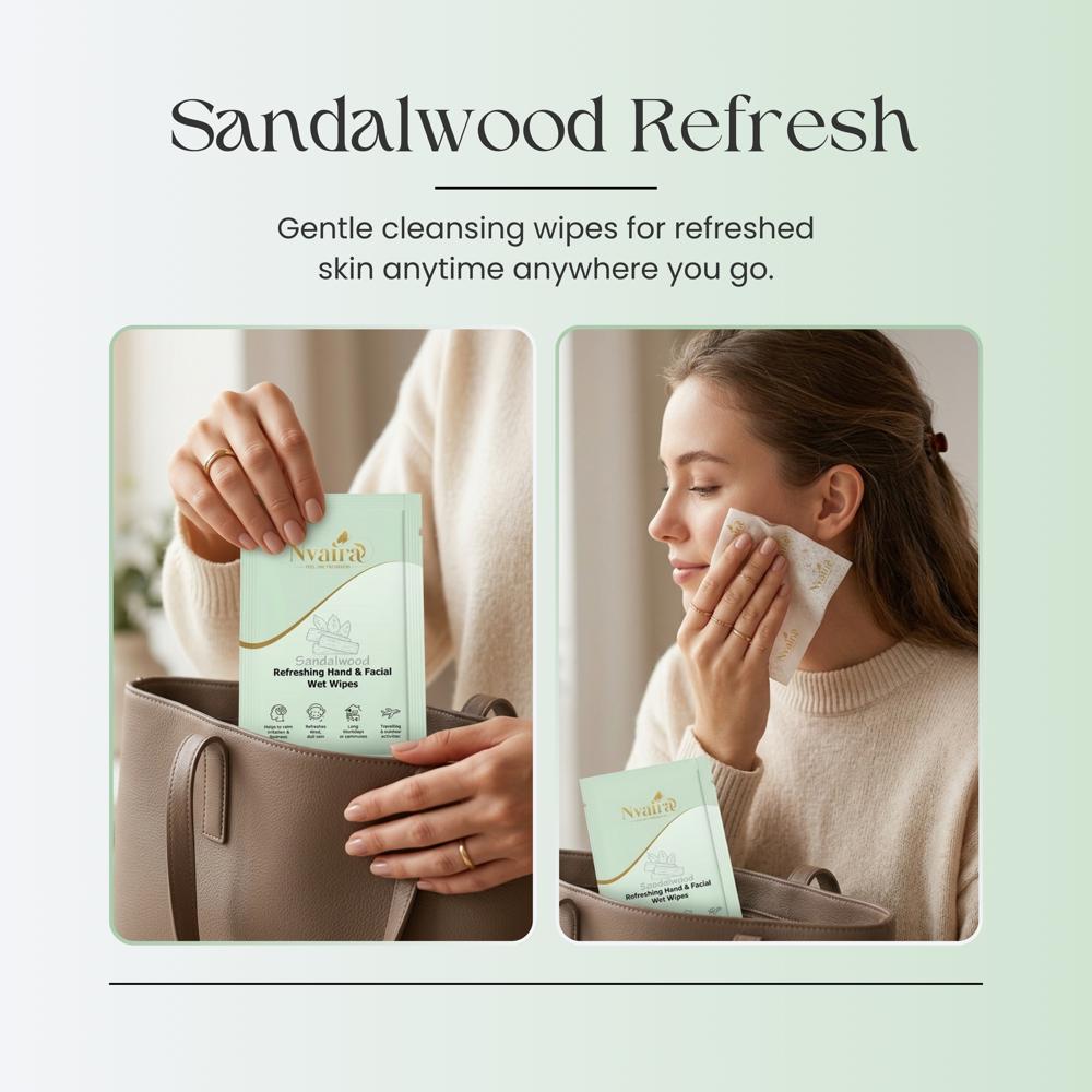 sandalwood refreshing Hand & facial wet wipes