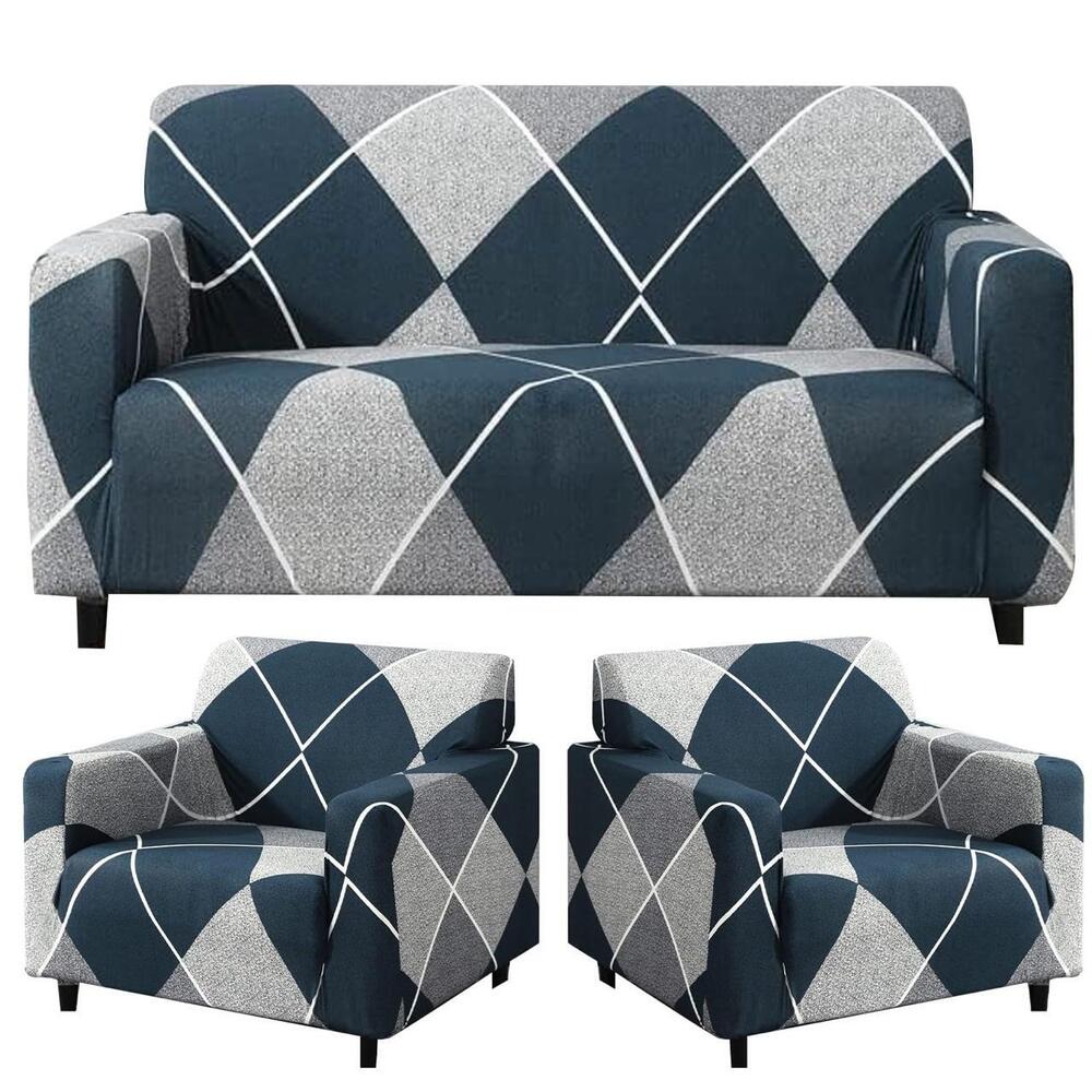 Print Plain Velvet 5 Seater Sofa Cover