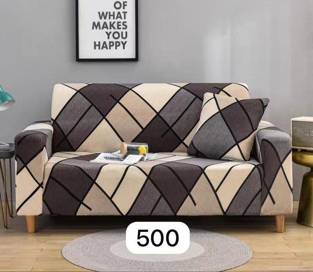 Print Plain Velvet 3 Seater Sofa Cover