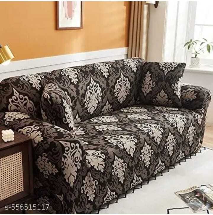 Print Plain Velvet 3 Seater Sofa Cover