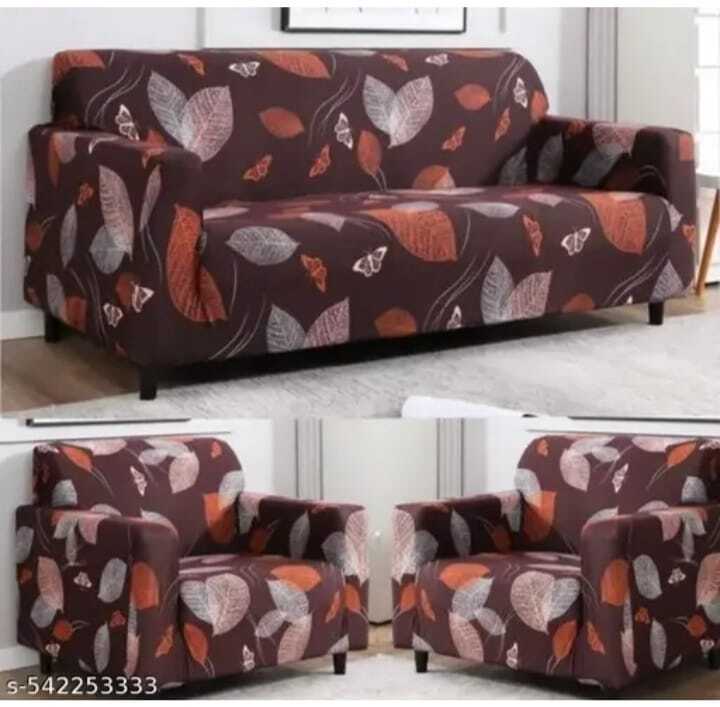 Velvet Sofa Cover - Stretchable Woven Velvet, Three-seater, Black With Multicolor Geometric Lines | Wrinkle-resistant, Universal Fit, Machine Washable