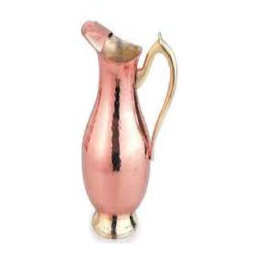 MUGLAI JUG-La Coppera Pure Copper Hammered Mughlai Jug with Lid & Brass Handle