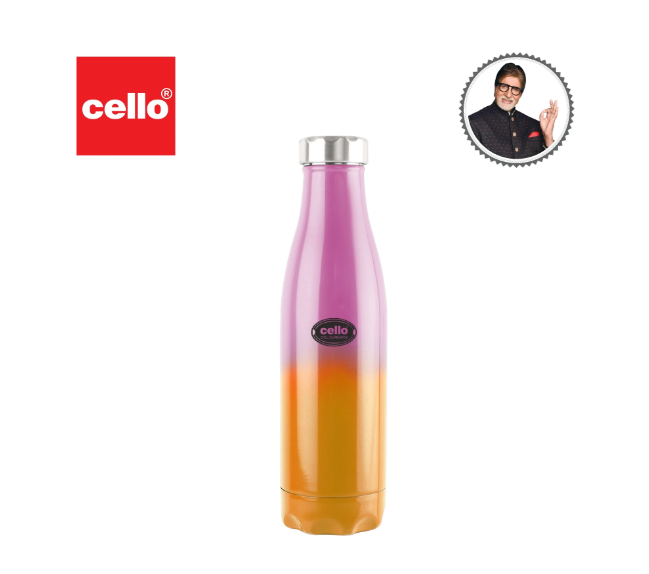 Cello Colourmate Flask | Vacusteel Hot and Cold Water Bottle |Leak Proof & Break-Proof | Best Usage for Office/School/College/Gym/Picnic/Home/Fridge 800 ml
