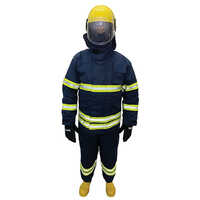 En 469 Fire Fighting Suit - Color: Navy Blue With High-visibility Yellow Stripes