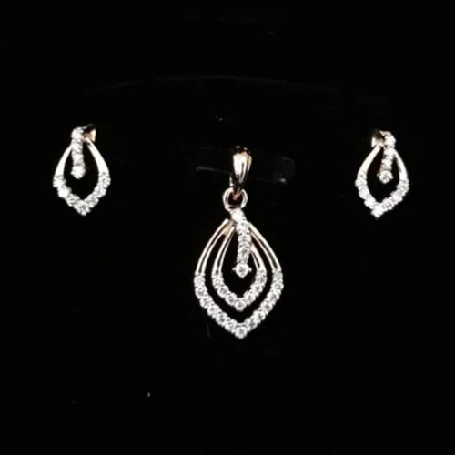 Diamond Pendant Set - 18k Gold, 15x10 Mm Pendant, 8x5 Mm Earrings | 0.5 Carat Si1-si2 Diamonds For Formal Events, Everyday Wear