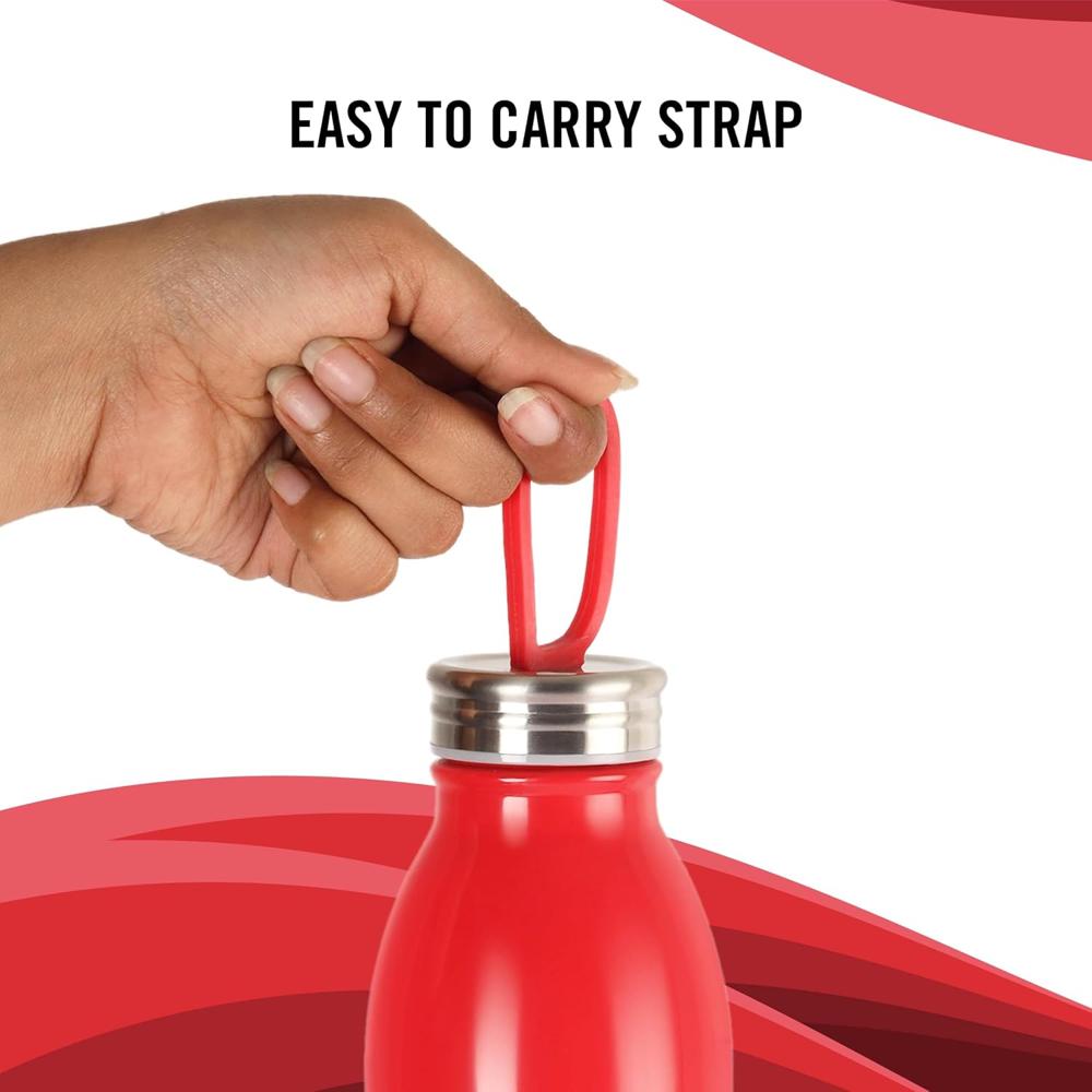 Cello Nios Vacusteel Flask | Easy to Carry with Soft Belt Loop | Best Usage for Office,School,College,Gym,Picnic | 900ml, Red