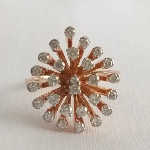 Diamond Finger Ring - Color: White And Golden