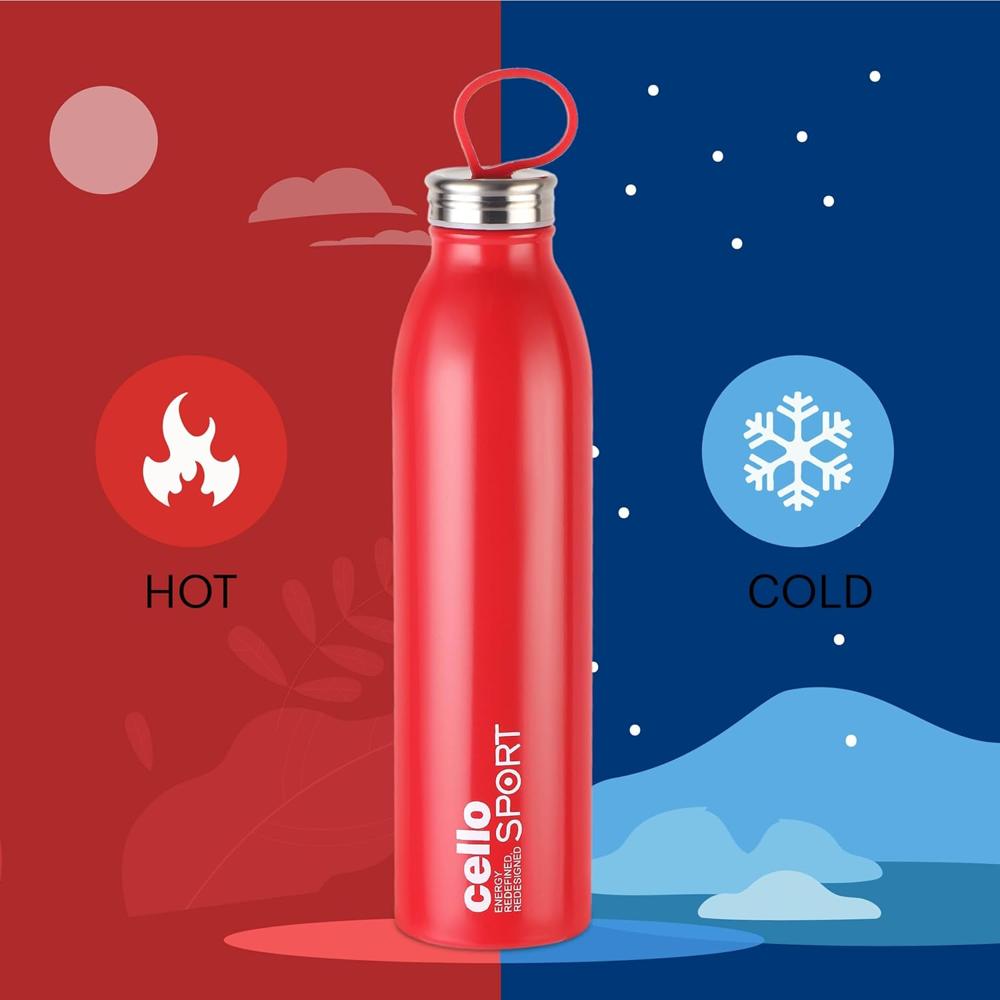 Cello Nios Vacusteel Flask | Easy to Carry with Soft Belt Loop | Best Usage for Office,School,College,Gym,Picnic 500 ml