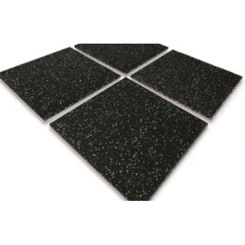 Aerofit Rubber Flooring - High-density Rubber Tiles 500mmx500mm Black, Fire Retardant, Low-odor, Interlocking & Loose Lay