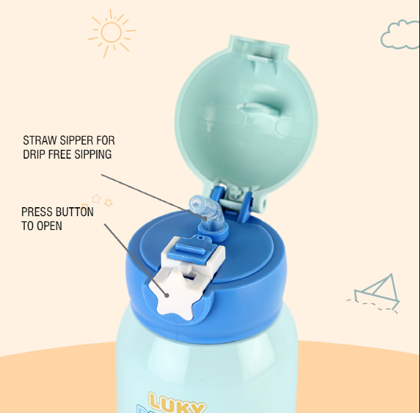 Cello Lucky Hot & Cold Stainless Steel Kids Water Bottle, 500 ml Steel Bottle 