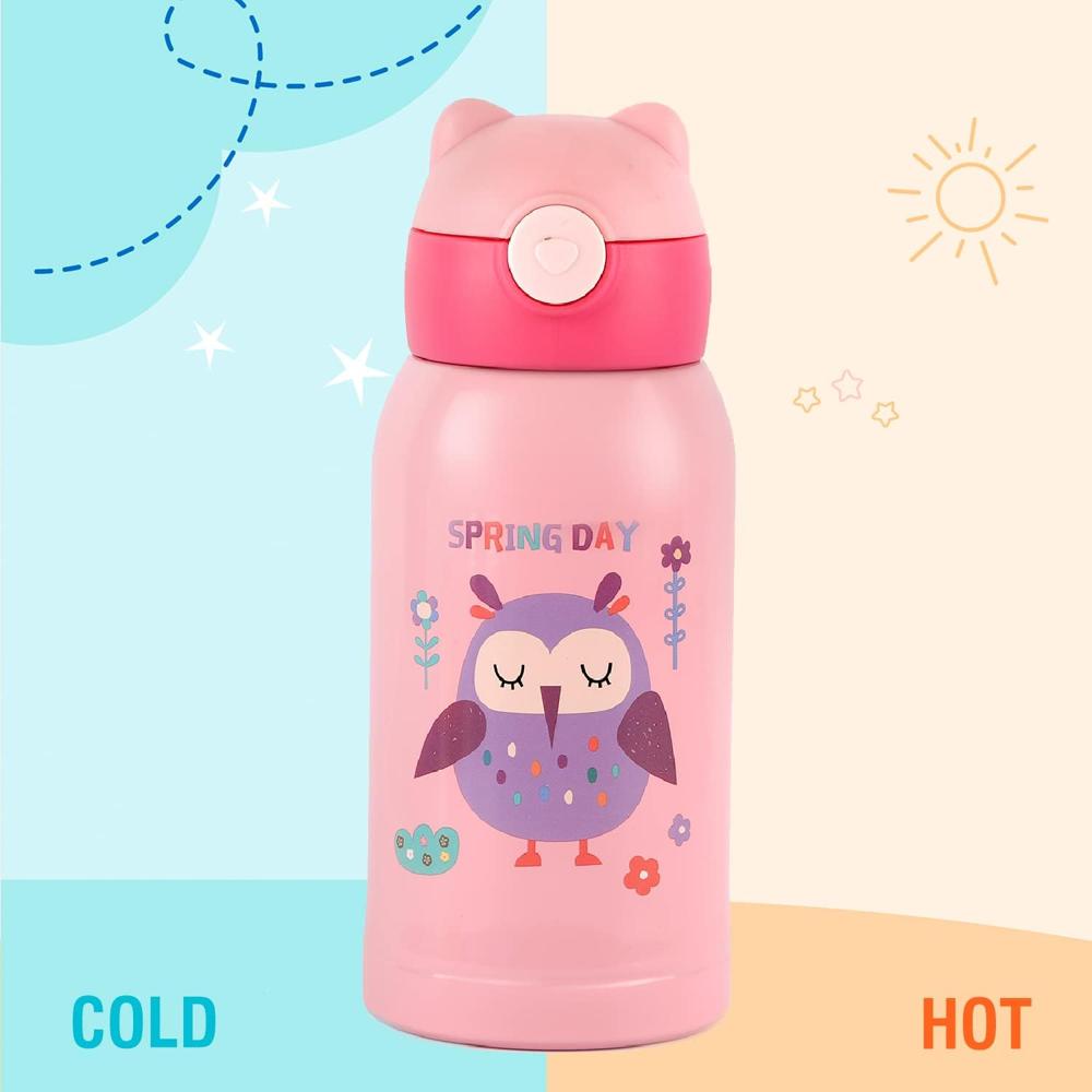 Cello Toddy Hot & Cold Stainless Steel Kids Water Bottle, 500ml, Pink