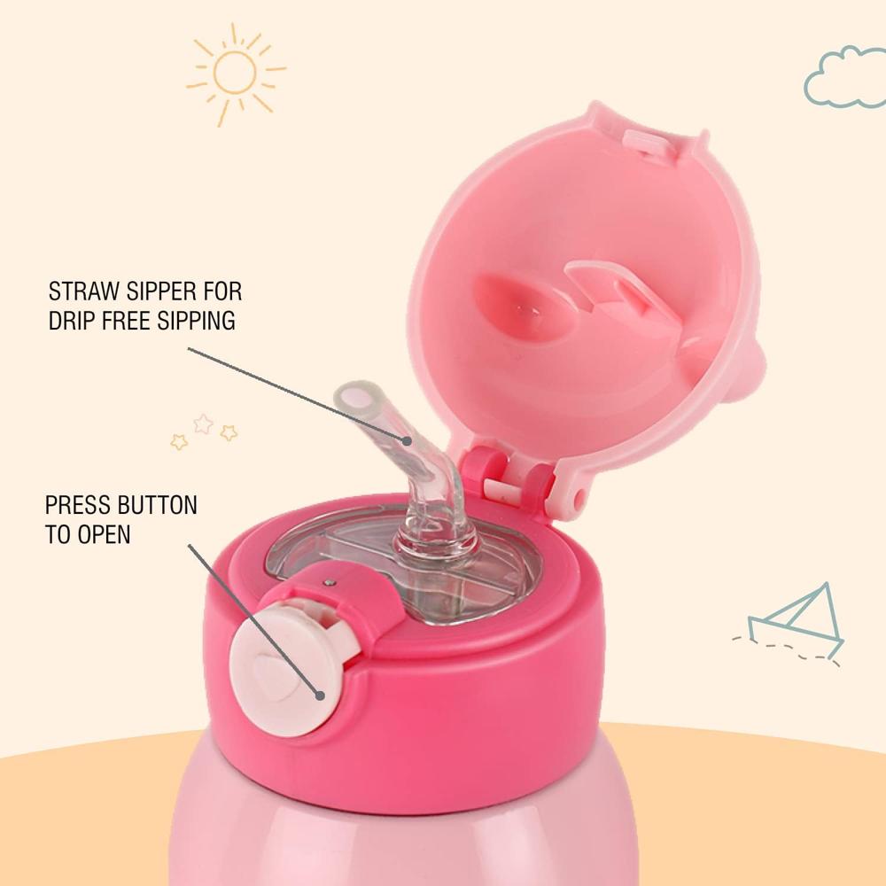 Cello Toddy Hot & Cold Stainless Steel Kids Water Bottle, 500ml, Pink