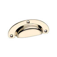 Np-208 Brass Cup Pulls - Brass, 90mm, Golden Brass, Lacquered Finish, Corrosion Protected, Screw Mount