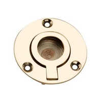 Np-608 Round Flush Pull Gate And Window Parts - Brass/steel Alloy 2-inch, Polished Brass Finish | Anti-rust Coating, Beveled Edges, 3-screw Mounting
