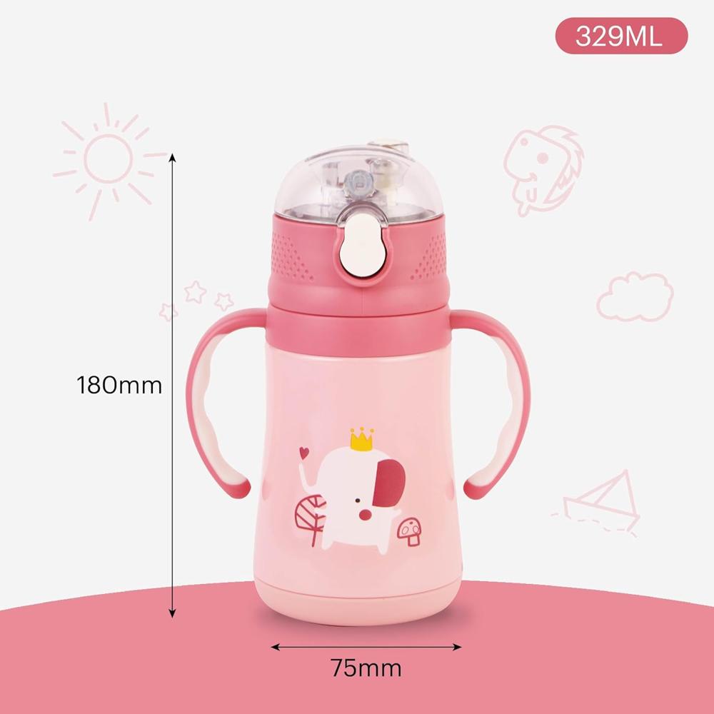 Cello Doodle Kids Flask | Stainless Steel Keeps Drinks Cool or hot for an Extra Long time | Double Walled Vacuum Insulated Technology | Leak Proof lid | 350 ml, Pink