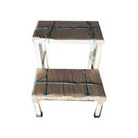Foot Step Double - Steel Frame 45x35x45 Cm White/silver, Anti-skid Textured Or Rubber-coated Steps, Powder Coated Or Chrome Finish, Rubber Leg Caps, Rounded Edges