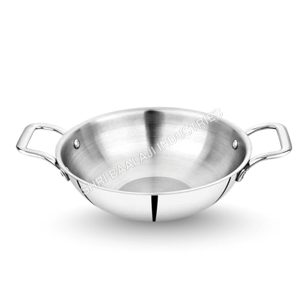 Kadai With Lid - Food Grade SS 304 Stainless Steel, 6-14 Inch, Silver | Mirror Polished, Rust Proof, Induction Compatible