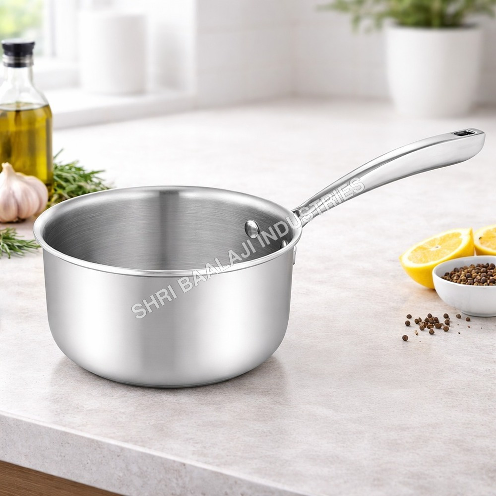 Sauce Pan - 304 Stainless Steel, Medium 1.5-2L, Silver | Induction Compatible, Oven Safe 400C, Ergonomic Handle