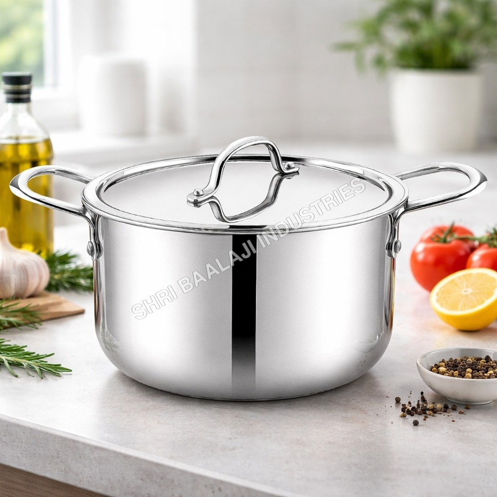 Cooking Pot - Food Grade Stainless Steel 8-10 Inch Silver | Rust Resistant Induction Friendly Drip-Free Rim