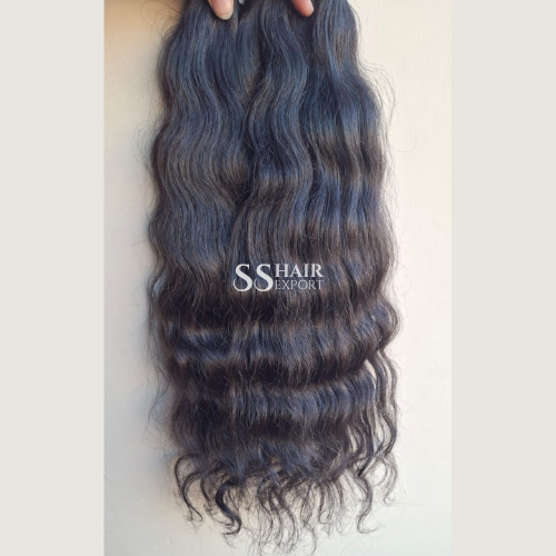 Wavy hair bundles Indian Weft human hair extensions 100gm 16inch