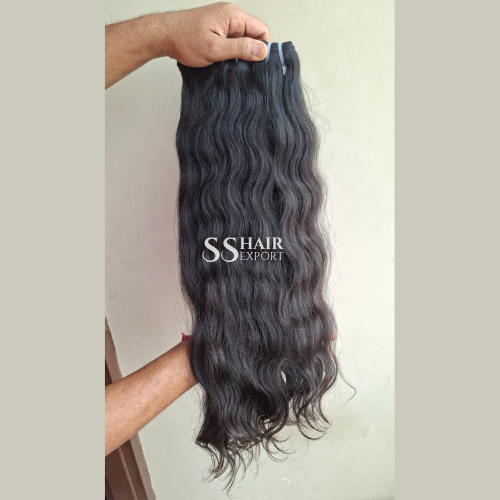 Indian Virgin Human Hair Bundles Natural Color Temple Remy Weft