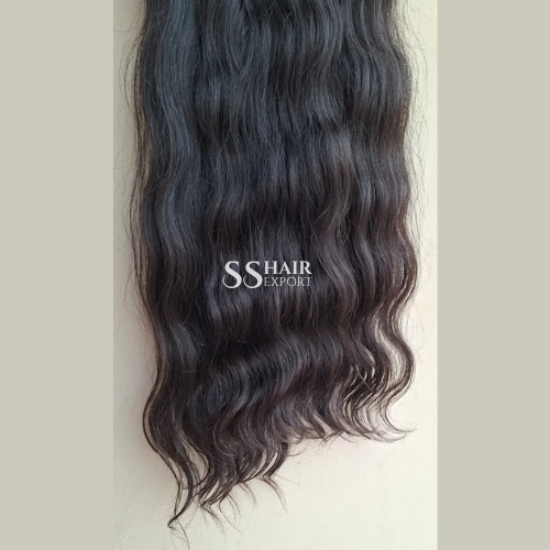 Indian Virgin Human Hair Bundles Natural Color Temple Remy Weft